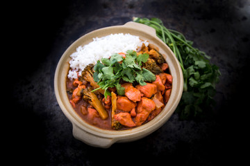 Butter chicken curry with Broccoli in Bowl