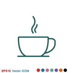 Coffee cup icon. Coffee drink vector symbol stock web illustration.