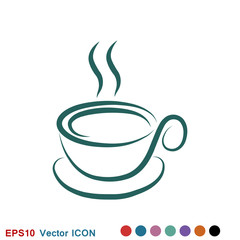Coffee cup icon. Coffee drink vector symbol stock web illustration.