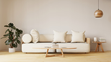 Interior poster mock up living room with colorful white sofa. 3D rendering.