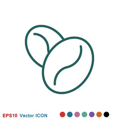 Coffee bean icon. Flat vector illustration isolated on background.