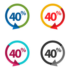 Forty percent down, downwards arrow illustration