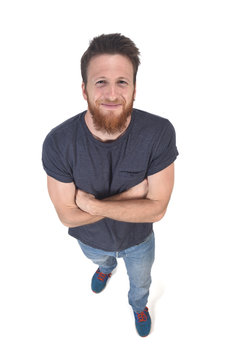 Top View Portrait Of A Man On  White