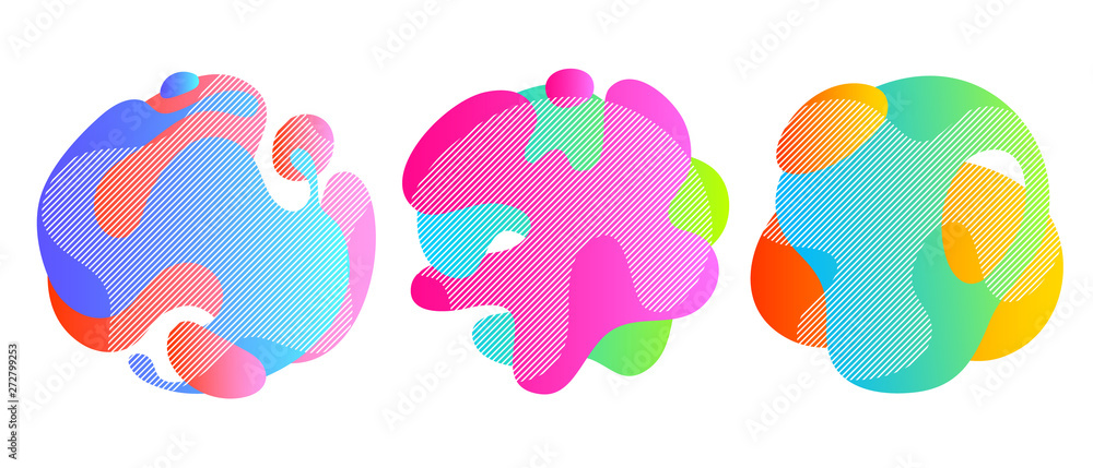 Wall mural colorful liquid shapes set. abstract fluid blobs.