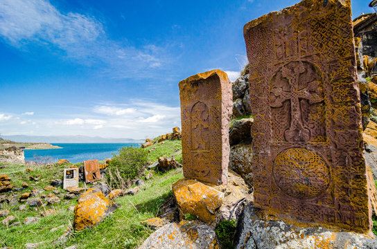 Hayravank Monastery on coast of Sevan Lake in Armenia, Asia