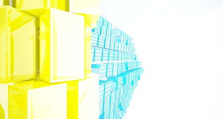 Abstract white and colored interior multilevel public space with window. 3D illustration and rendering.