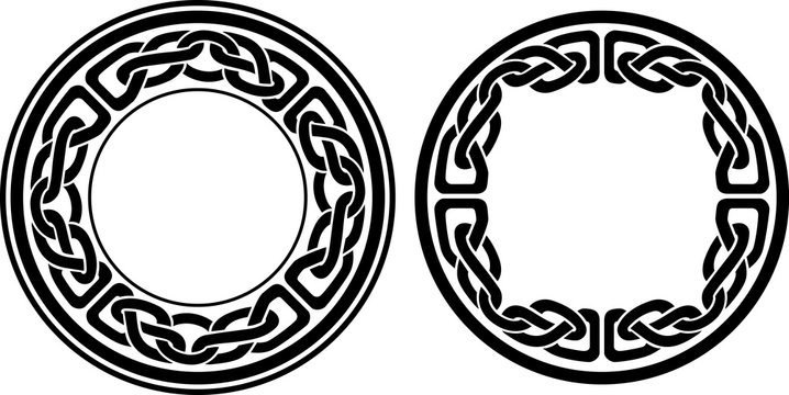Round Celtic Style Frame, Isolated Vector