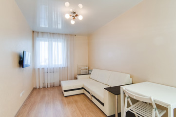 Russia, Moscow- september 20, 2017: interior room apartment. kitchen and dining room