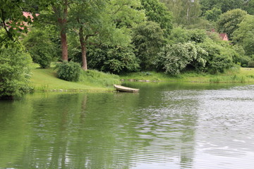 The boat on the rural lake