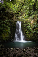 Fototapeta na wymiar Waterfall Salto do Prego near the Village of Faial de Terra on Sao Miguel, Azores Islands, Portugal
