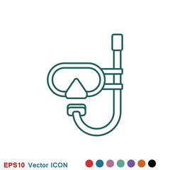 Diving icon, water sport vector sign, symbol