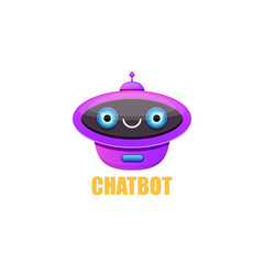 cute chatbot character isolated on white background. Vector Funny robot assistant, chatter bot, helper chatbot logo or label