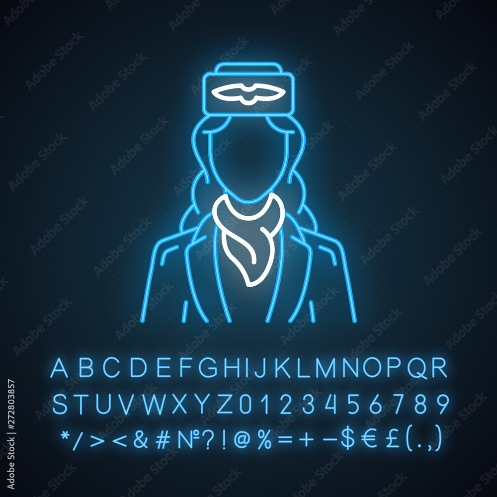 Sticker Stewardess neon light icon