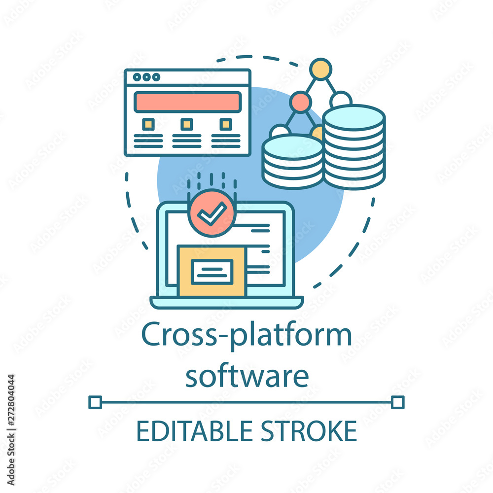 Poster cross platform software development concept icon