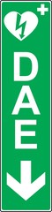 defibrillator emergency sign (D.A.E., A.E.D.) - obrazy, fototapety, plakaty