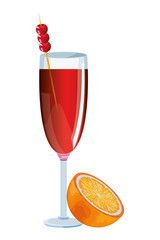 Tropical fruit cocktail icon cartoon