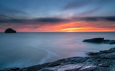 Sunset at the beach from Tintagel England, Cornwall
