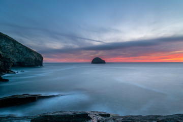 Sunset at the beach from Tintagel England, Cornwall