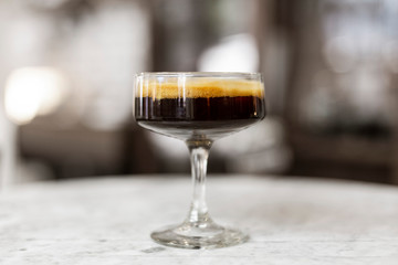 A glass of espresso shot mixed with craft soda.