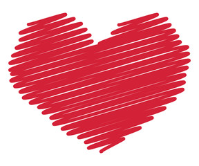 red heart in grunge vintage style. aged texture of the heart. lovers day concept. flat