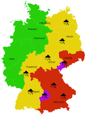 Unwetter Landkarte von Deutschland