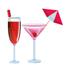 Tropical fruit cocktail icon cartoon