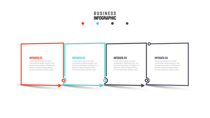 Vector square thin line element for infographic. Business concept with 4 options, steps, arrows or processes.