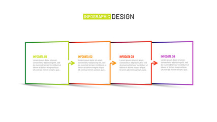 Vector square thin line element for infographic. Business concept with 4 options, steps, arrows or processes.