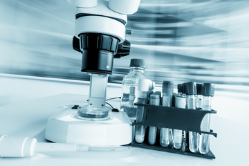 Laboratory microscope with blurred background