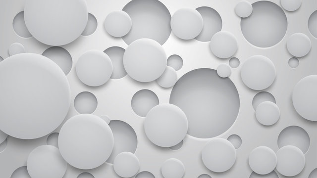 Abstract background of holes and circles with shadows in gray colors © Olga Moonlight