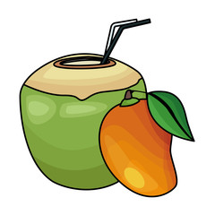 Coconut cocktail and mango fruit