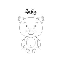 Vector illustration of cartoon pig.