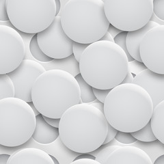 Abstract seamless pattern or background of holes and circles with shadows in white and gray colors