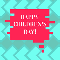 Text sign showing Happy Children S Day. Conceptual photo fixed date made to celebrate children and having fun Blank Color Speech Bubble in Puzzle Piece Shape photo for Presentation Ads