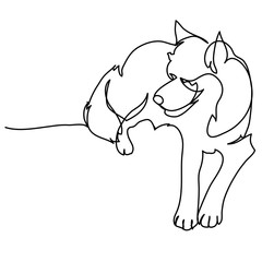 Continuous one line drawing of a dog