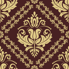 Classic seamless vector golden pattern. Damask orient ornament. Classic vintage background. Orient ornament for fabric, wallpaper and packaging