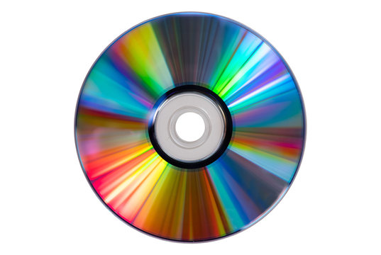 Vintage CD or DVD disk on white background, clipping path. Old circle discs used for data storage, share movies and music