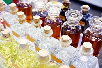 Glass bottles with oil