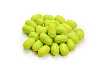 Green chewing gum isolated on white background.