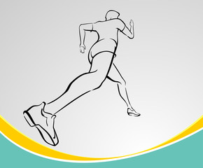 Runner Line Art, Foreshortening Vector