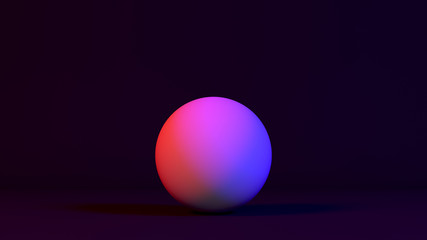 ball in neon light on a dark background, 3d illustration