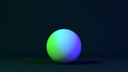 ball in neon light on a dark background, 3d illustration