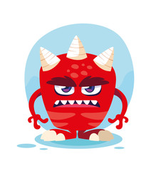 Red monster cartoon design icon vector ilustration