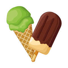 Delicious popsicle and ice cream
