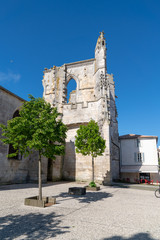 Street summer view church in St Martin de re in France