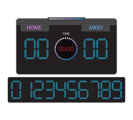 Scoreboard vector score board digital display football soccer sport team match competition on stadium illustration set of score-board championship information isolated on white background
