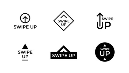 Swipe up button scroll pictogram icon set isolated for blogger web ui design. Vector arrow up for application and social network. 10 eps illustration
