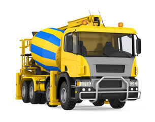 Yellow Concrete Mixer Truck Isolated