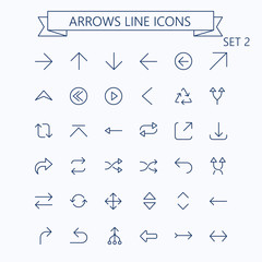 Obraz na płótnie Canvas Thin line vector arrows icon set. Editable stroke. 24x24 px. Pixel Perfect. Set 2.