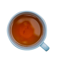 The cup of tea on the white back ground with coppy space and clipping path